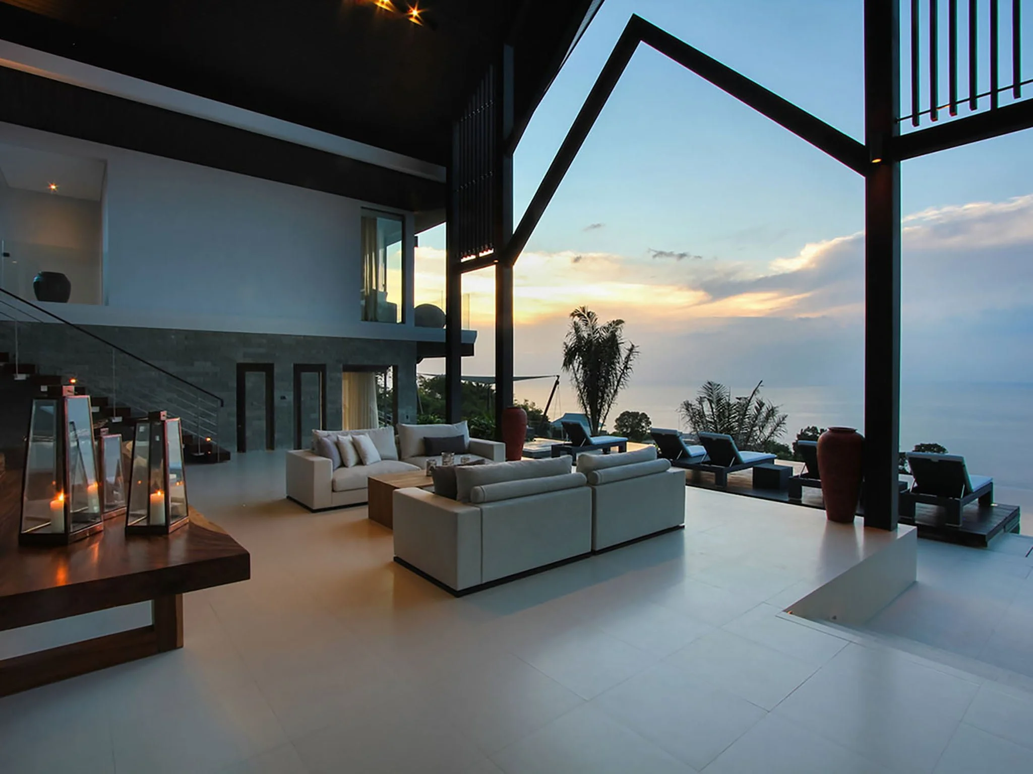 3. villa saan living area in evening