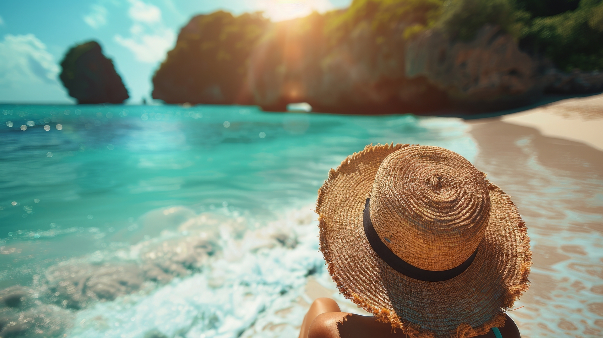 woman relaxing on a tropical beach in bali, indonesia